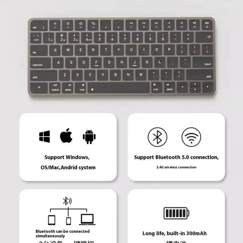 Nuevo Juego de teclado y ratón inalámbrico Bluetooth X520, estructura de tijera recargable, diseño de Panel de Metal, diseño ergonómico, ahorro de energía - imagen 4