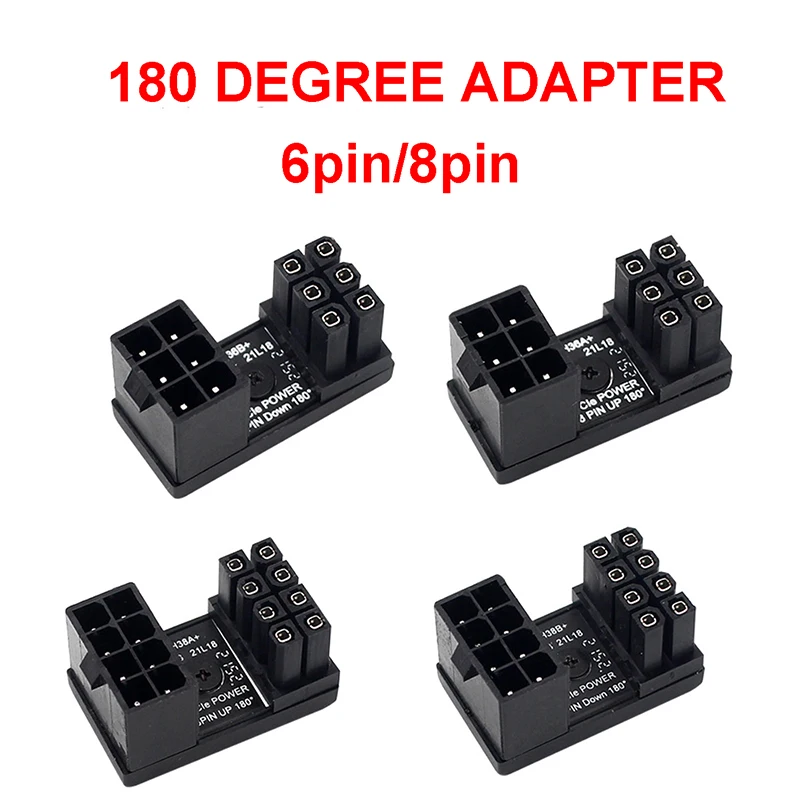1 Uds. Adaptador de fuente de alimentación de tarjeta gráfica codo 180 ° , Solución de artefacto de cableado giratorio PCI-E 6Pin/8Pin del conector de dirección de GPU PSU
