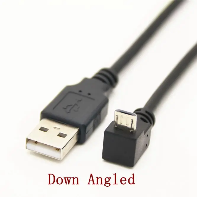 Up Down Left Right Angled 90 grados USB Micro USB macho a USB macho Cable conector de carga de datos 25cm 50cm para tableta 5 pies 1m 3M 5M - imagen 5