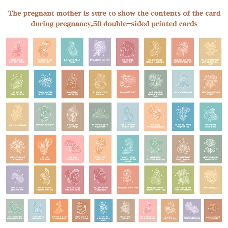 Tarjetas de afirmación de embarazo de 50 piezas, baraja de motivación positiva diaria para mujeres y niñas. - imagen 5
