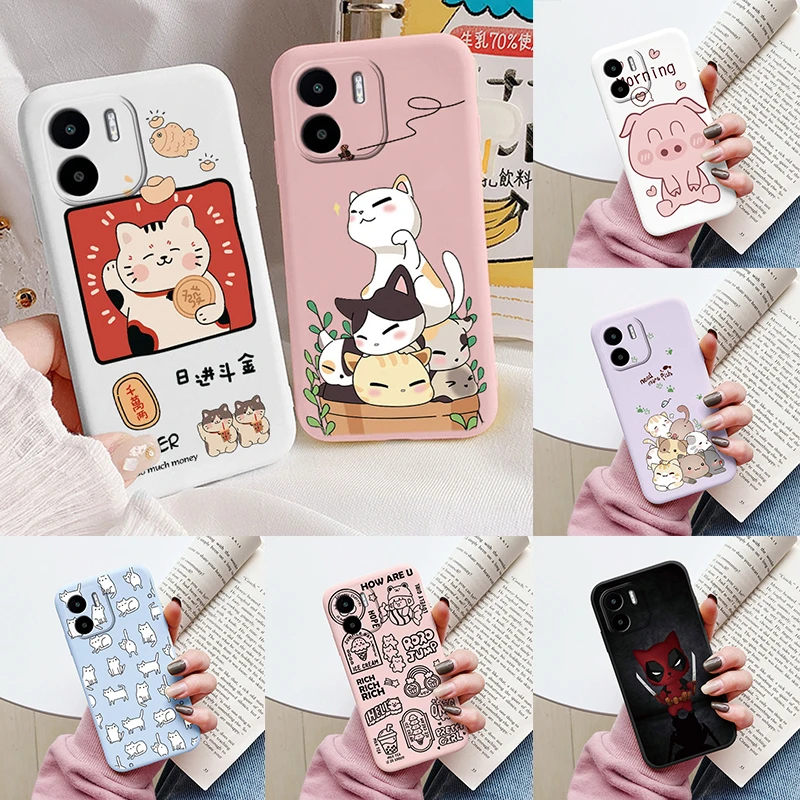 Funda de silicona encantador Animal gato para Redmi A1 A2 funda de teléfono suave dibujos de perros Fundas funda Shell para Xiaomi RedmiA1 A 2 Coque