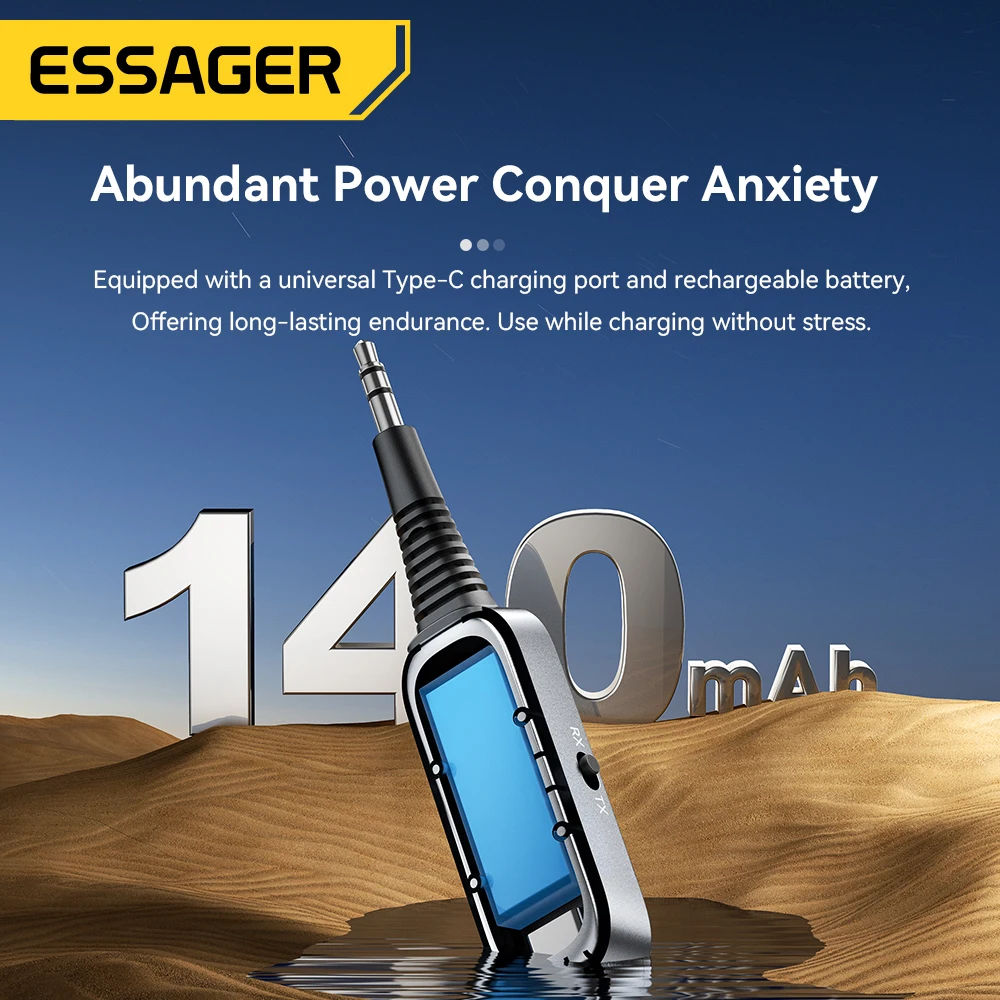 Essager Adaptador Bluetooth 5.1 Receptor Transmisor 3.5mm 2 en 1 - imagen 4
