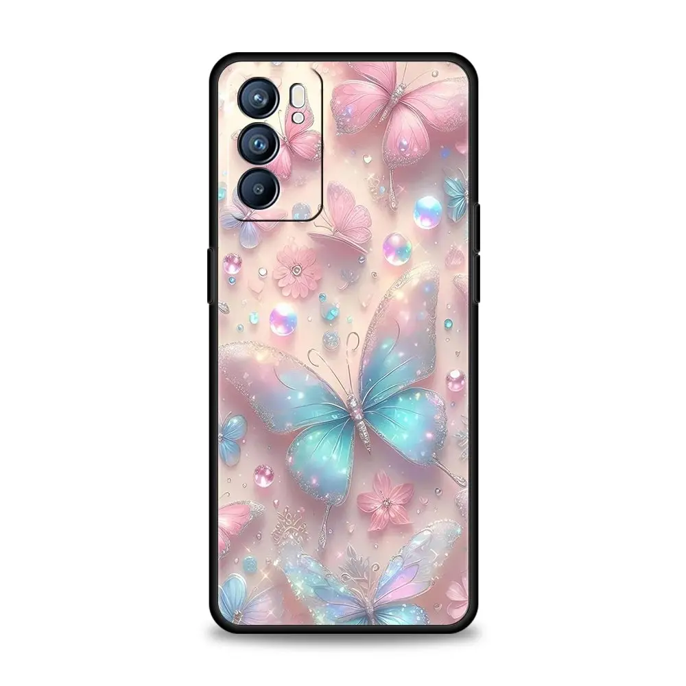 Funda de teléfono para Oppo Reno13 Reno12 Reno11 F Reno10 Pro A54 A53 A95 A76 A74 A57 A98 A80 A79 5G A78 4G funda floral y mariposa - imagen 4