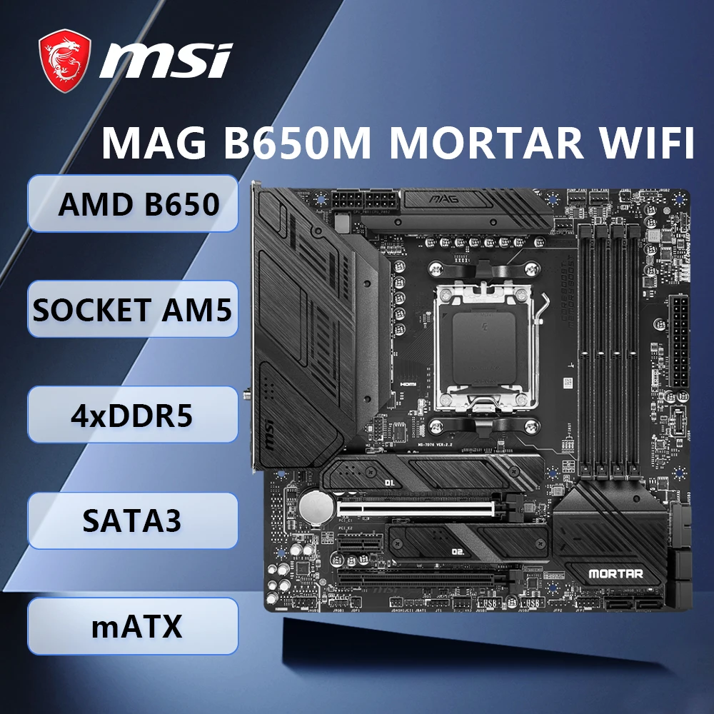 Placa base MSI MAG B650M MORTAR WIFI compatible con AMD B650 AM5 Ryzen 7 7800X3D 5 7600X 5 8600G 9 7950X3D CPU DDR5 M.2 mATX