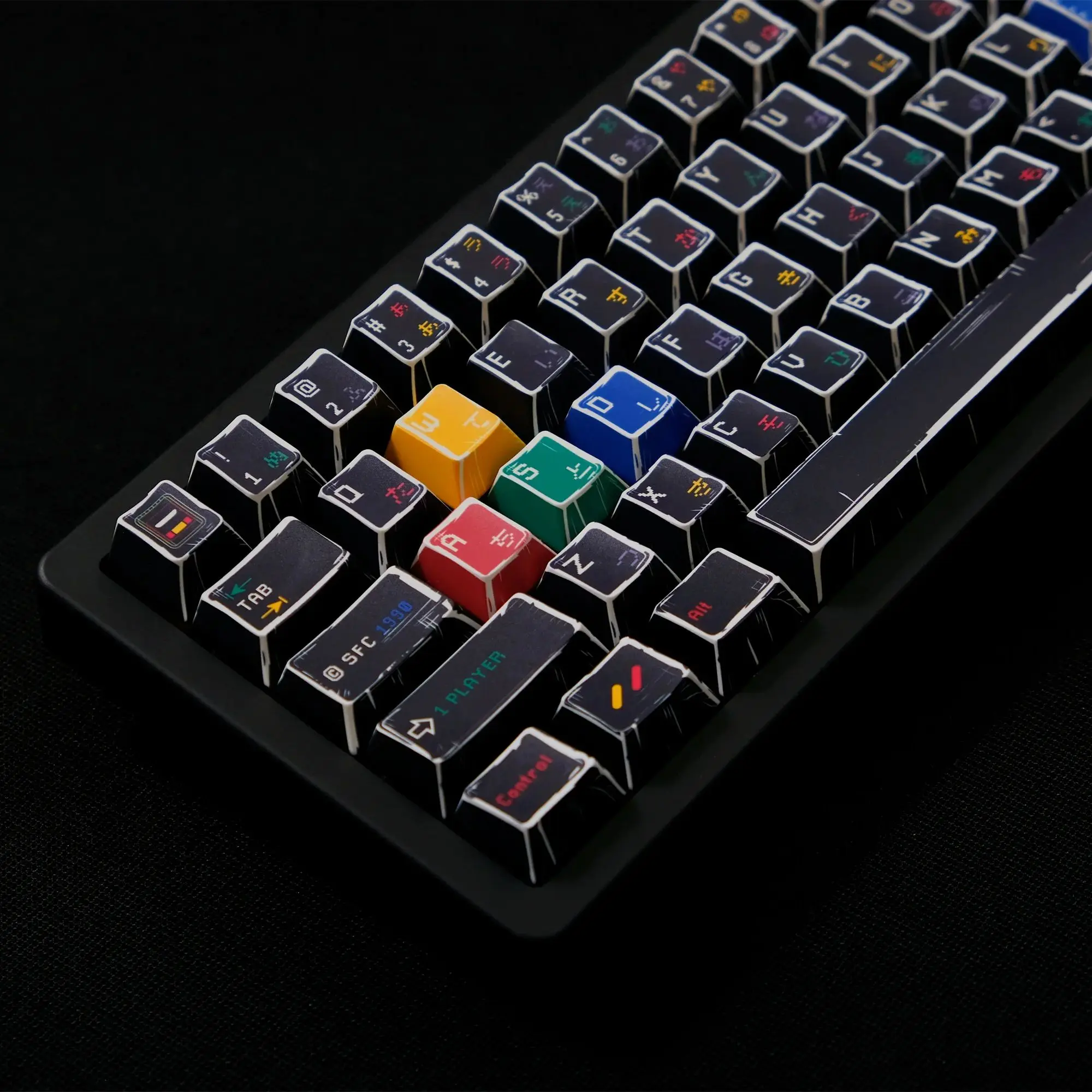 Juego de teclas de estilo Manga SFC, 151 teclas, perfil PBT Cherry para teclado mecánico MX Cherry Switch 61/64/68/75/84/87/98/104