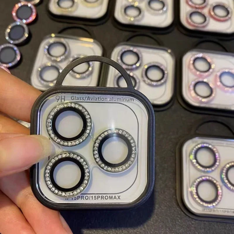 Protector de lente de cámara de Metal con diamante, cristal para IPhone 16 15 Pro Max 16 15 Plus, funda protectora de lente de cámara de cobertura completa - imagen 5