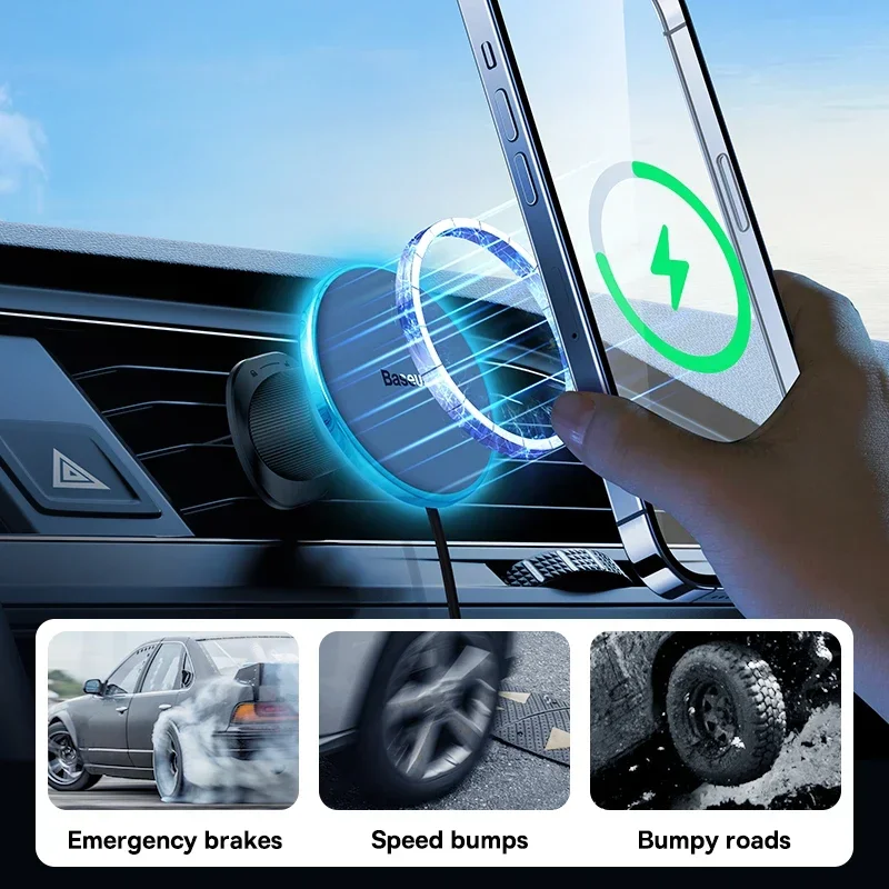 Baseus Cargador Coche Magnético – Soporte Inalámbrico iPhone 16 - imagen 5