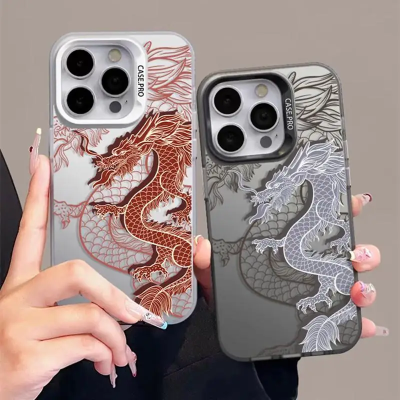 Funda de estilo Oriental para IPhone, cubierta a prueba de golpes, tótem de Dragón Rojo, Feliz Año Nuevo Chino, 15, 14, 13, 12, 11 Pro Max Plus, XR, X, XS, 2024