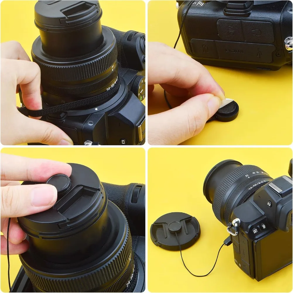 Tapa de lente de cámara Universal, cuerda antipérdida, cubierta de lente anticaída, correa de cordón para DSLR, tapa protectora, 5/10 Uds. - imagen 5