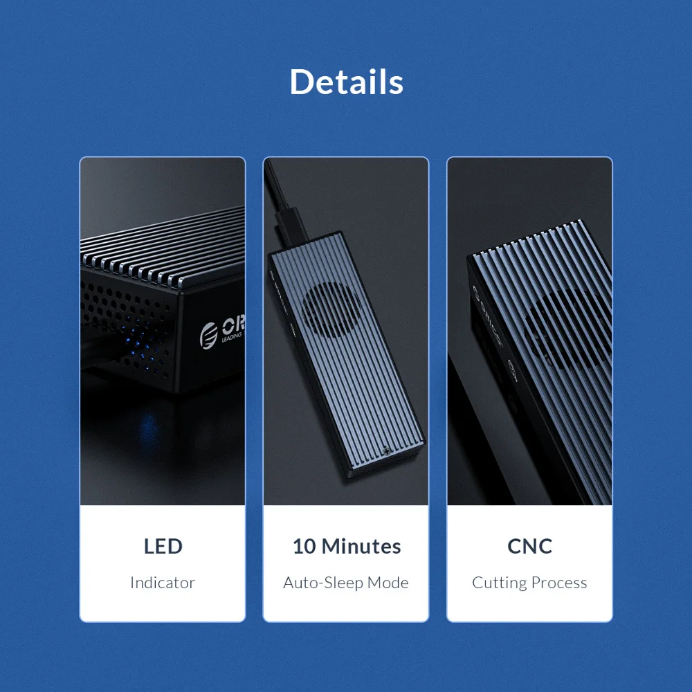 ORICO 20Gbps M.2 NVME SSD caja USB 3,2 tipo C Gen2 carcasa externa de aluminio M.2 NVMe SSD adaptador para 2230 2242 2260 2280 SSD - imagen 5