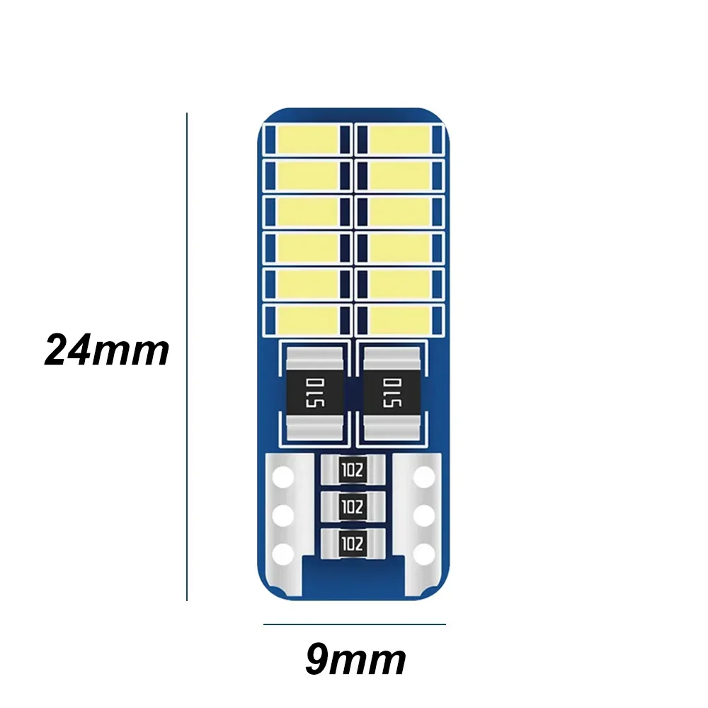 10/20 piezas T10 W5W LED Canbus 3014 24SMD sin Error 194 168 bombilla de luz de instrumento Interior de coche lámpara 12v Universal blanco 6000k - imagen 2