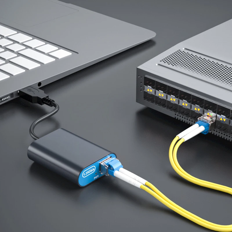 Adaptador de red USB 3,0 a SFP Gigabit Ethernet, convertidor de medios de fibra SX/LX SFP de 1000Mbps compatible con Windows, mac OS y Linux - imagen 3