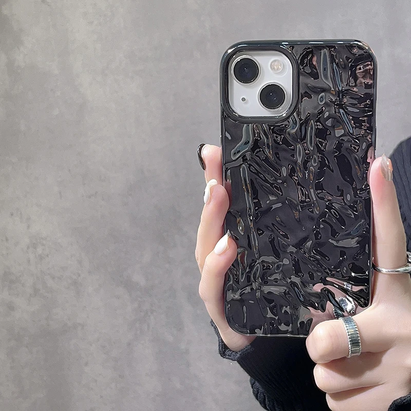 Funda trasera suave de papel de estaño con pliegue dorado chapado de lujo para iPhone 17 Air 16 15 14 13 12 11 Pro Max XS XR X 15 Plus - imagen 5