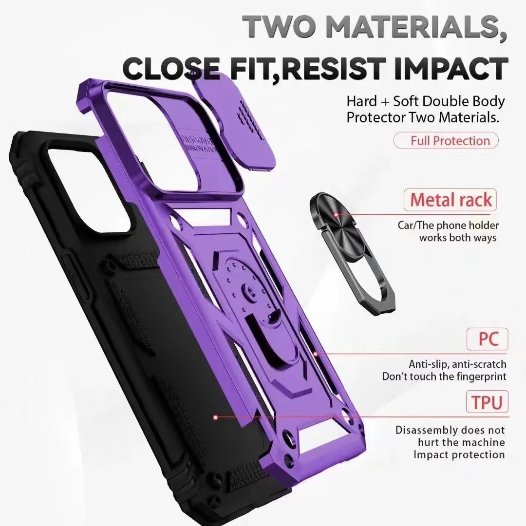 Armadura militar a prueba de golpes para iPhone 16 15 14 13 12 11Pro Max XS XR X SE 8 7 6 Plus cubierta protectora de lente de cámara con ventana deslizante - imagen 3