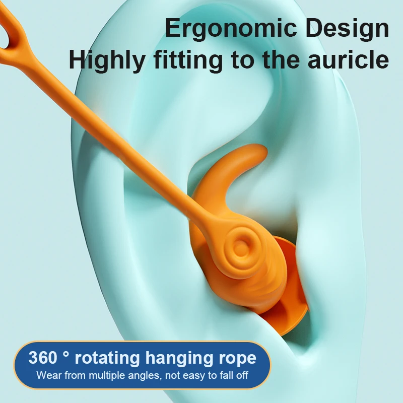 Tapón para los oídos con cable de silicona, Protector de trabajo, antipérdida, reutilizable, reducción de ruido, seguro, natación, tapones para los oídos impermeables con cuerda - imagen 5