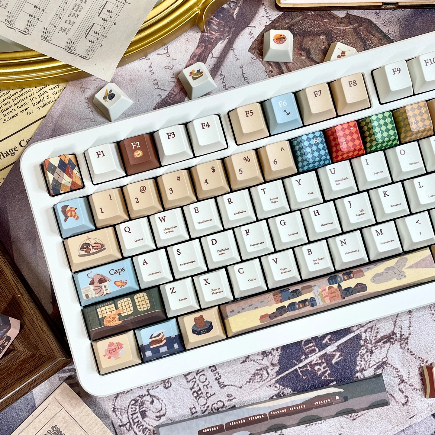 Juego de teclas con tema Diagon Alley, 135 teclas, sublimación PBT, perfil de cereza, tapas de teclado para accesorios de teclado mecánico - imagen 3