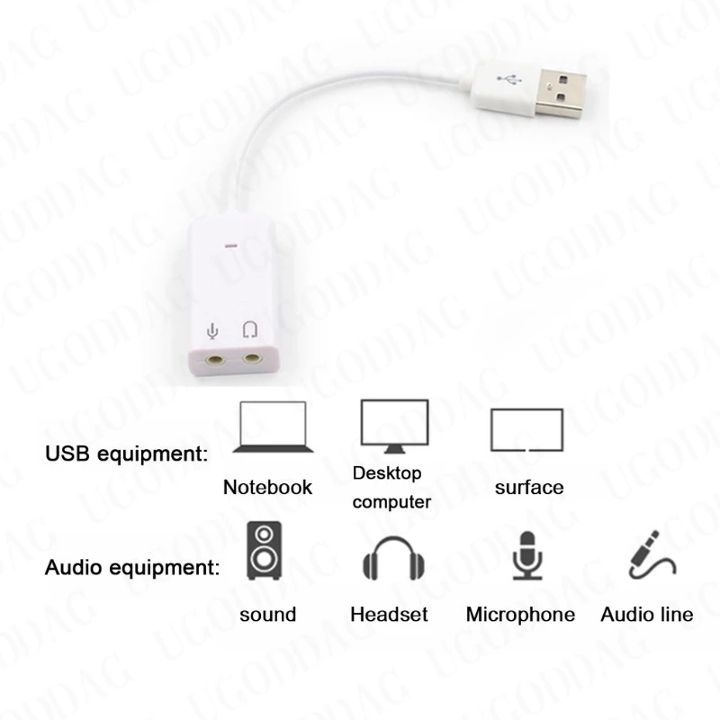 Tarjeta de sonido externa USB 7,1, adaptador USB a 3D, sonido Virtual, auriculares, micrófono, Conector de 3,5mm para ordenador portátil, PC y Notebook - imagen 2