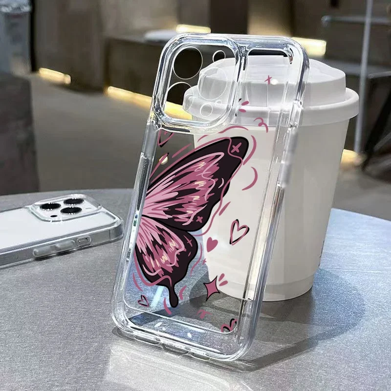 Funda de teléfono con estampado gráfico de mariposa colorida para iPhone, 15 Pro Max, 14, 13, 12, 11, XS, XR, X, 7, 8, 15 Plus, SE 2020, 2022, SE2, SE3