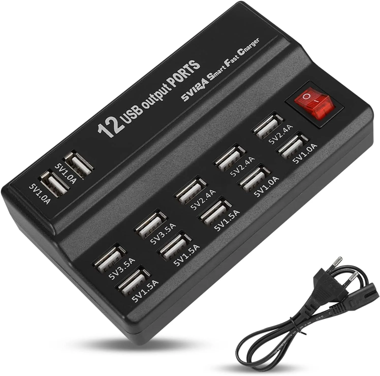 USB Charging Station 12 Ports,Sector Adapter USB Hub Multiple USB Charger Adapted to Mobile Phone and Other USB Charging Devices - imagen 2