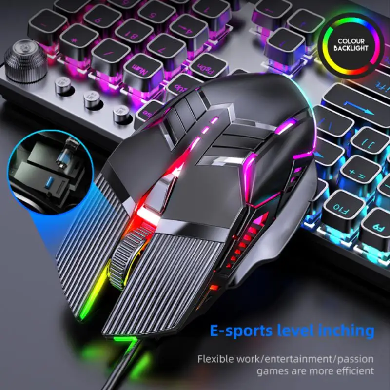 Ratón ergonómico para juegos por cable, ratón USB para ordenador, ratón retroiluminado RGB para Gamer, ratón silencioso LED de 6 botones para PC y portátil - imagen 3