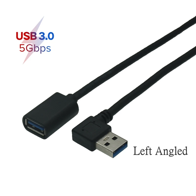 50cm USB 3,0 macho a USB 3,0 hembra Cable de extensión de 90 grados adaptador extensor transmisión rápida izquierda/derecha/arriba/abajo ángulo 30CM - imagen 3