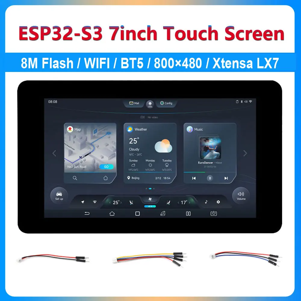 ESP32 S3 táctil LCD pantalla capacitiva de 7 pulgadas 800 × 480 Placa de desarrollo Xtensa LX7 WiFi BT5 CAN RS485 Sensor HMI LVGL GUI