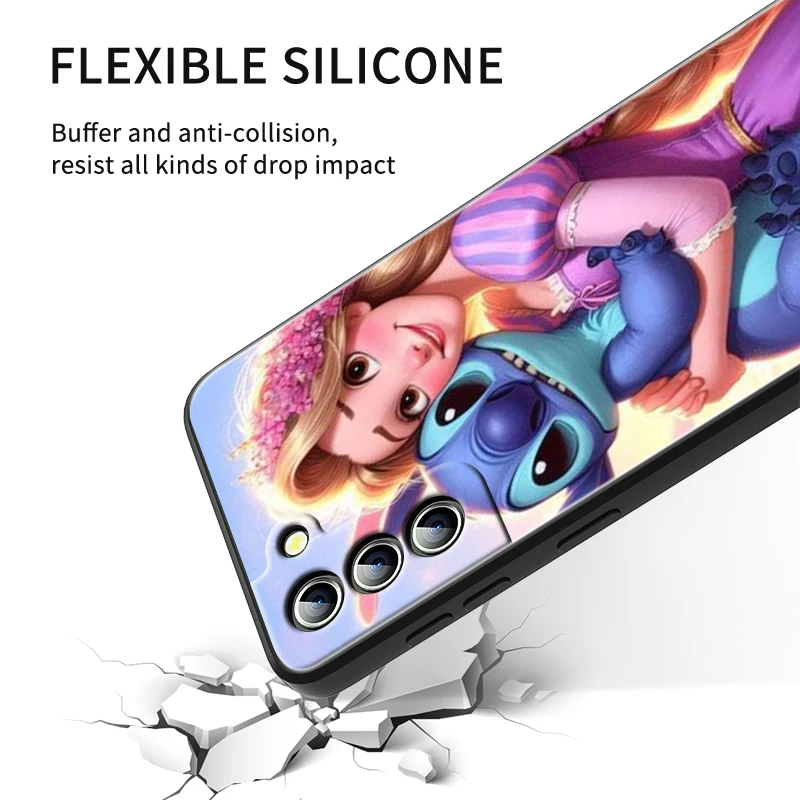 Disney Princess Stitch Art para Samsung Galaxy S24, S23, S22, S21, S20 FE, S10, S10E Plus, Ultra Pro Lite, 5G, funda negra para teléfono - imagen 5