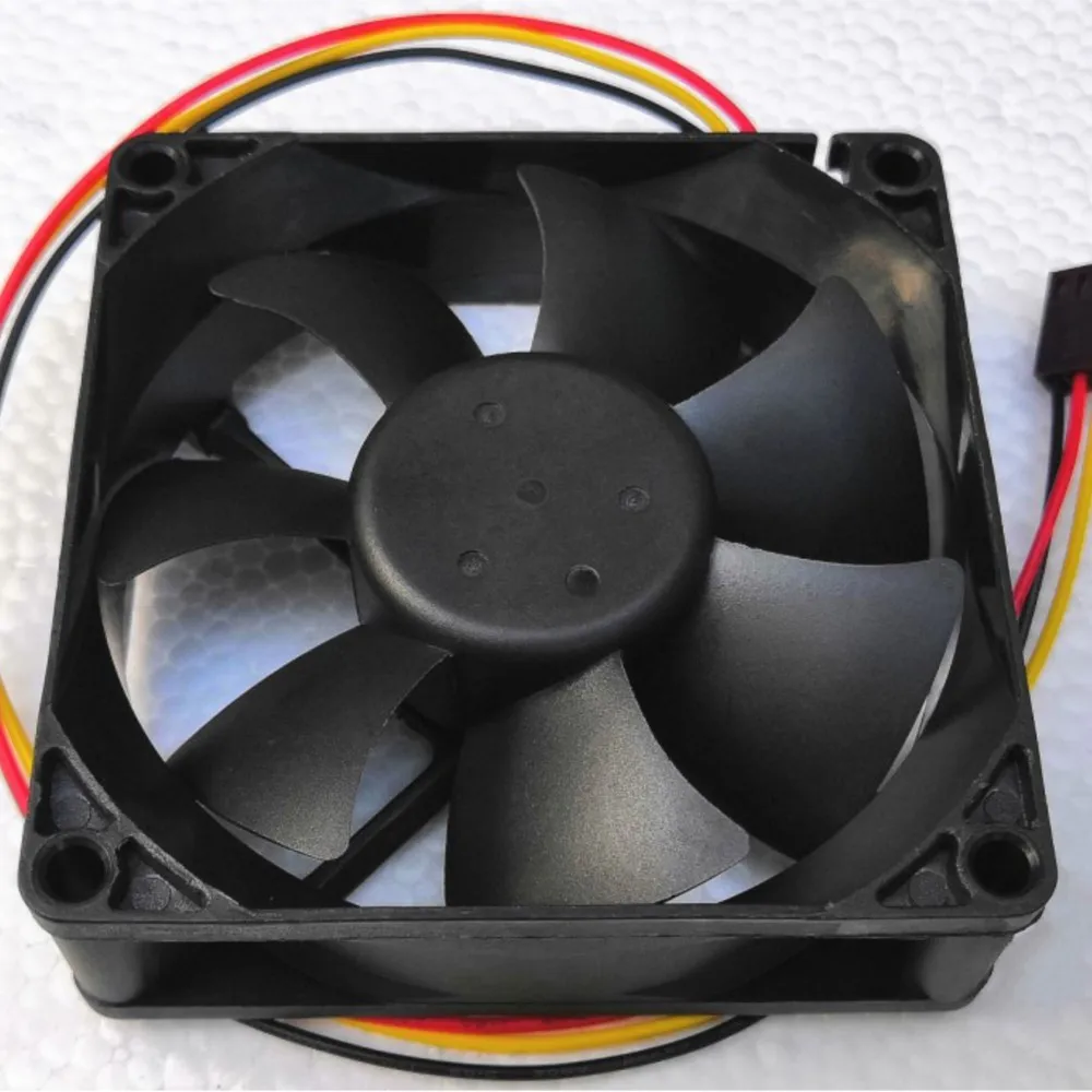 Ventilador disipador de calor silencioso para Everflow R 128025 DL 80 mm 12 V ventilador de enfriamiento con rodamiento de bolas de 3 cables para caja de PC, CPU, servidor - imagen 4