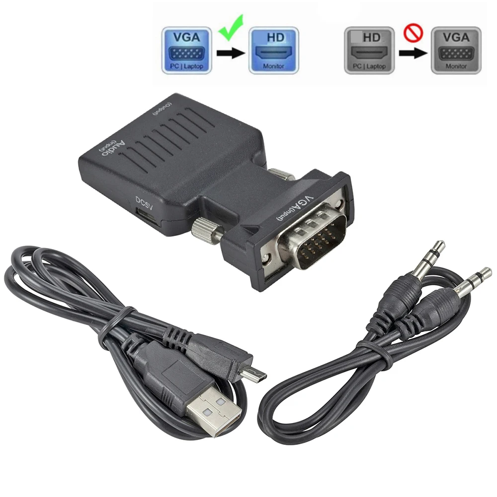 Adaptador convertidor HD 1080P VGA a HDMI, Compatible con Audio para PC, portátil a proyector HDTV - imagen 2
