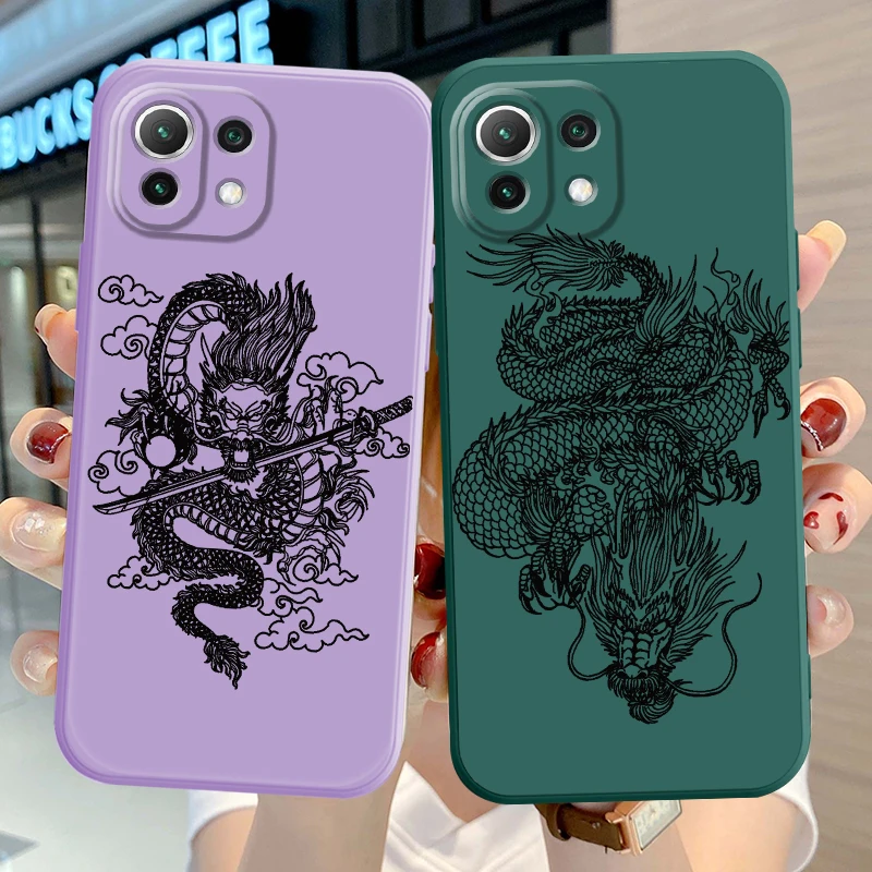 Funda para Xiaomi Mi 10T 11T 12T Pro 13 11 12 Lite funda suave dragón minimalista fresco - imagen 2