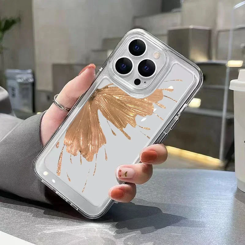 Funda de teléfono transparente de mariposa dorada INS de lujo para iPhone 15 Caaes iPhone 14 13 12 11 Pro Max XS XR X 7 8 Plus SE 2 2020 - imagen 4
