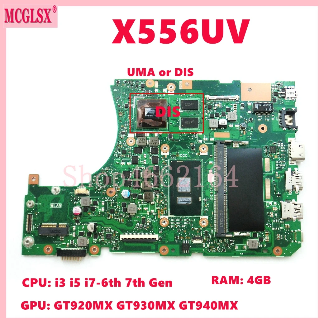 Placa base X556UV para ASUS X556U X556UA X556UAK X556UAM X556UV X556UQ X556UQK K556U K556UQ K556UQK X556UR X556URK - imagen 2
