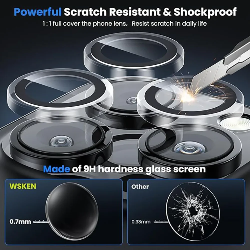 3-2 uds vidrio de protección de lente de cámara de Metal para IPhone 16 17Pro Max 14 Plus 15 Pro Max 13 Mini 16E lente de IPhone vidrio templado - imagen 2