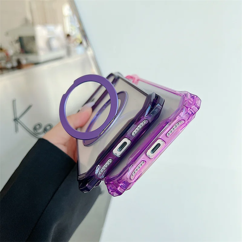 Soporte magnético transparente para Airbag a prueba de golpes, funda Magsafe para iPhone 17 Air 16 15 14 Plus 13 12 Pro Max 11, funda transparente de TPU - imagen 5
