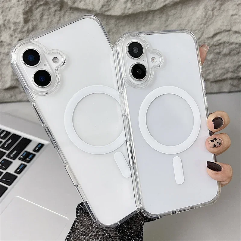 Funda magnética transparente con botón AI para Magsafe IPhone 16 Plus 16 Pro Max 16Pro i16, cubierta de Control táctil para cámara de carga inalámbrica - imagen 4