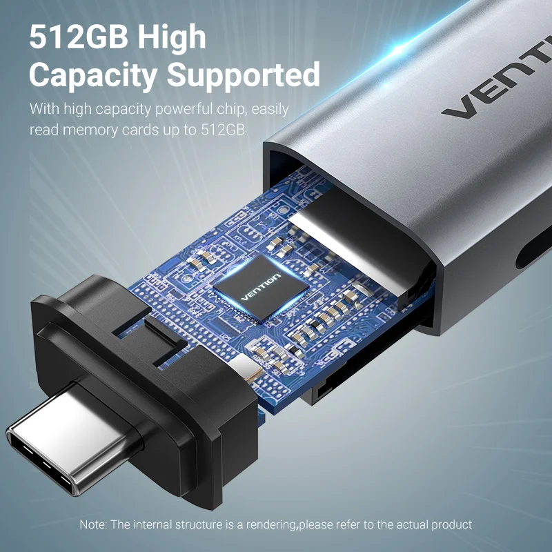 Vention-Lector de tarjetas Micro SD USB3.0 C, adaptador de tarjeta de memoria inteligente para ordenador portátil - imagen 4
