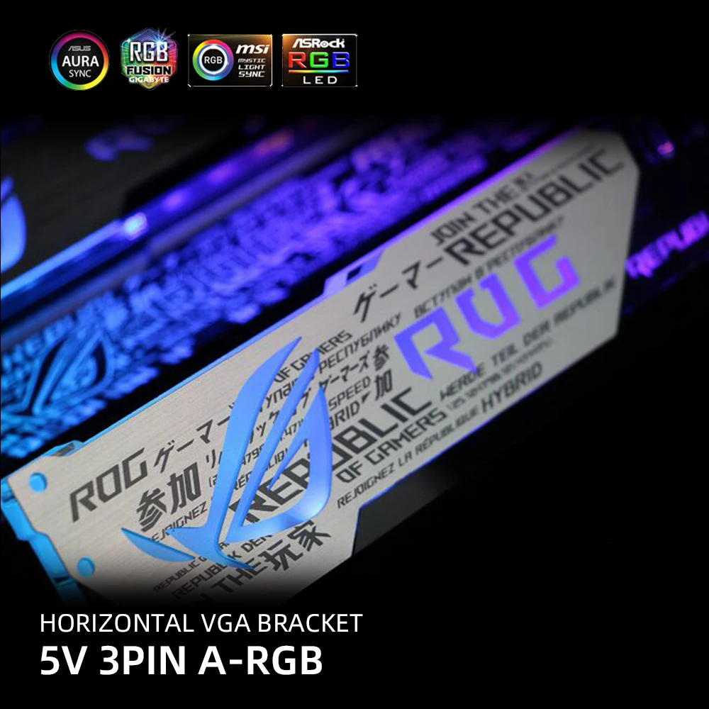 Tarjeta de vídeo soporte Horizontal de aluminio soporte GPU 5V3Pin VGA soporte RGB MSI ROG NVIDIA A-RGB Metal AURA 12V MOD personalizado - imagen 3