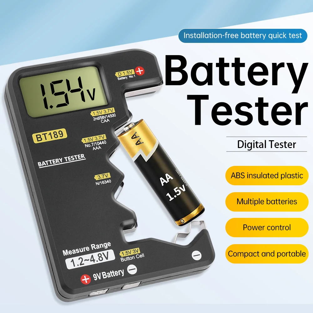 Probador de batería ultrapequeño BT189, pila de botón AAAAA de 9V, pantalla Digital LCD Universal para el hogar, Detector de Banco de energía
