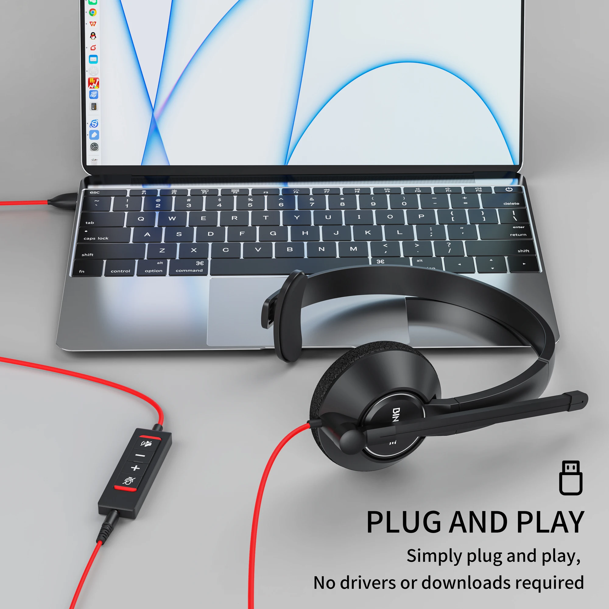 Auriculares BH05 Auriculares con cable Auriculares para llamadas manos libres con micrófono para oficina de centro de llamadas - imagen 5