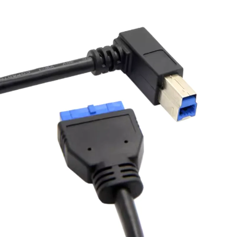 Cable conector de cabezal de 19 pines para placa base 3,0, USB 3,0 tipo B de 90 grados macho a 3,0, para impresora, escáner, caja de disco duro, 50cm - imagen 4