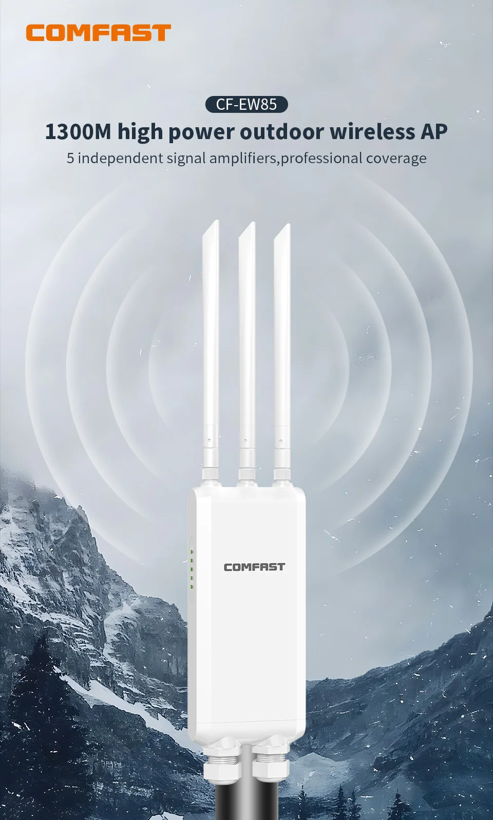 Comfast Punto de Acceso WiFi Exterior Gigabit 1300 Mbps