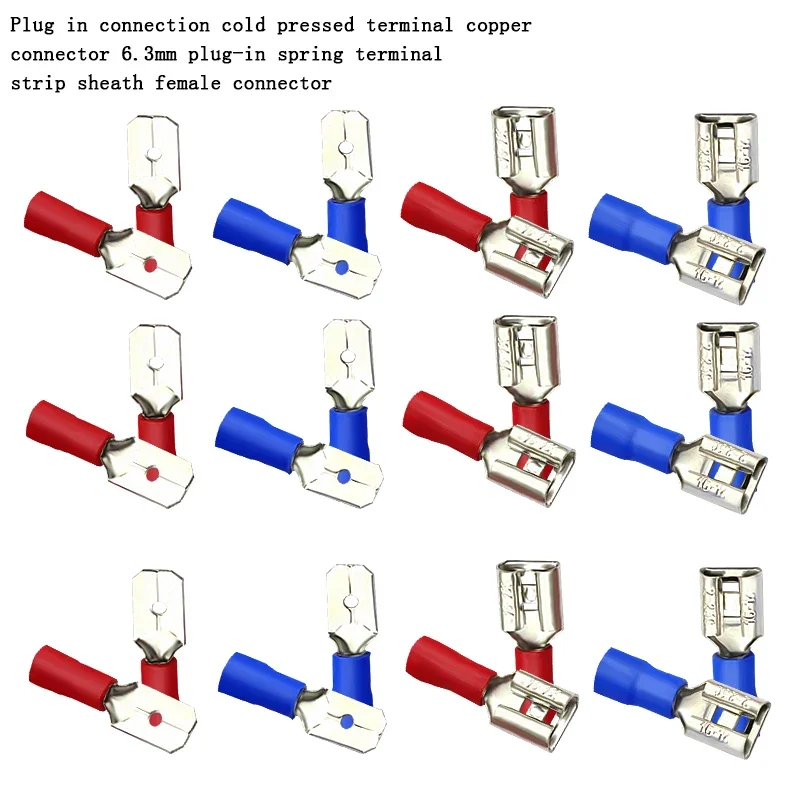 Conector de pala macho y hembra de 6,3mm, Terminal de crimpado de Cable, conector de Cable Fdd1 Fdd2 250, terminales de Cable, 20 piezas