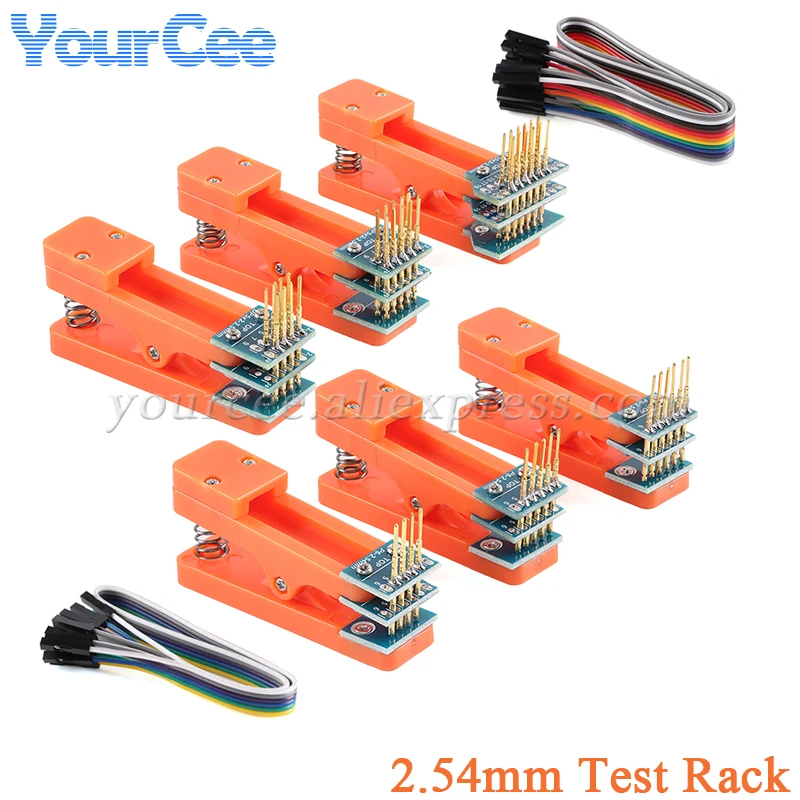 Estante de prueba de 2,54mm, abrazadera de Clip PCB, descargar programador para grabar el Pin de resorte, accesorio de grabación de Chip desmontable con Cable