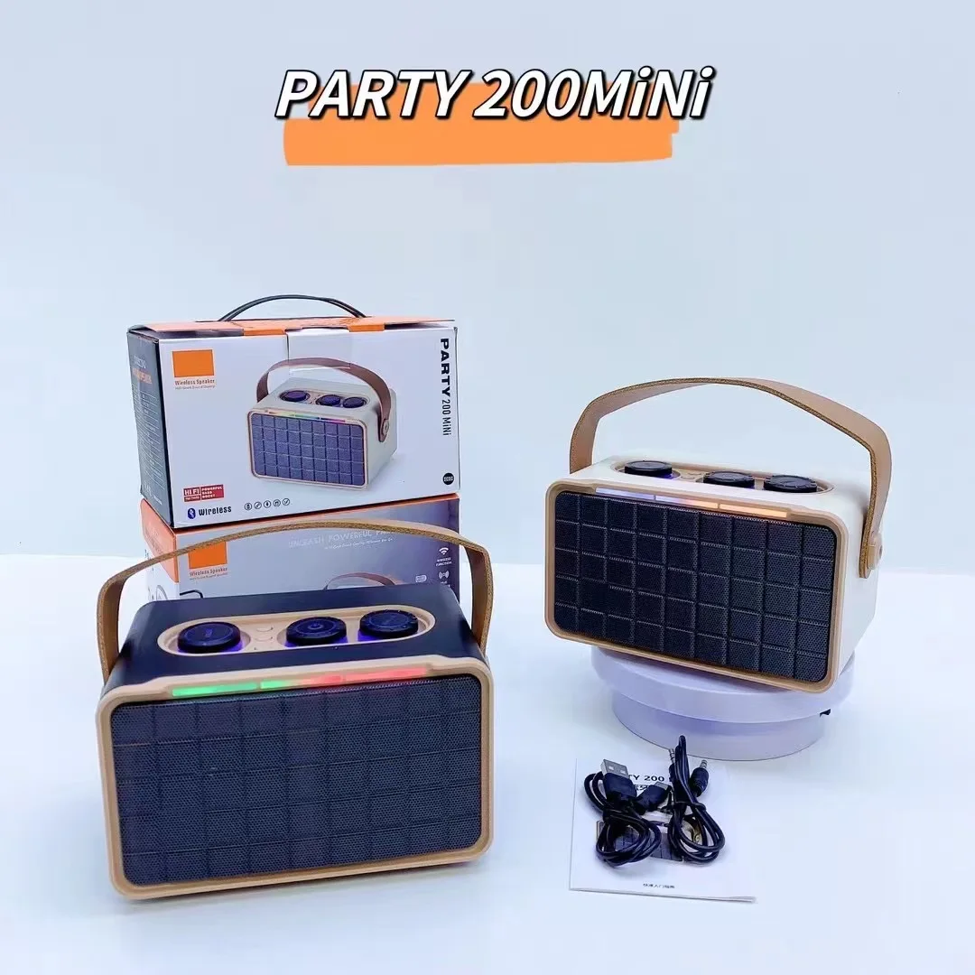 PARTY200Mini Altavoz Bluetooth Retro inalámbrico RGB Altavoz Dual Subwoofer portátil para exteriores Mini sistema de sonido de Radio FM caja de sonido - imagen 2