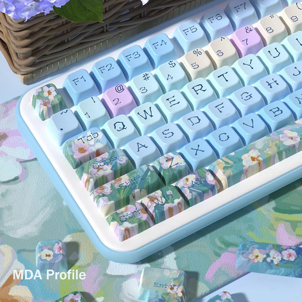 158 teclas Little Daisy Keycaps Cherry MDA perfil Keycap PBT tinte sublimación tecla para MX Teclado mecánico Gaming Office - imagen 2