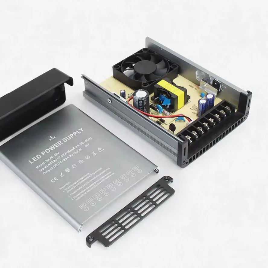 Fuente de alimentación a prueba de lluvia de grado de ingeniería, ventilador de refrigeración de potencia completa AC 220V a DC 12V 24V, controlador LED impermeable a prueba de polvo para exteriores - imagen 4