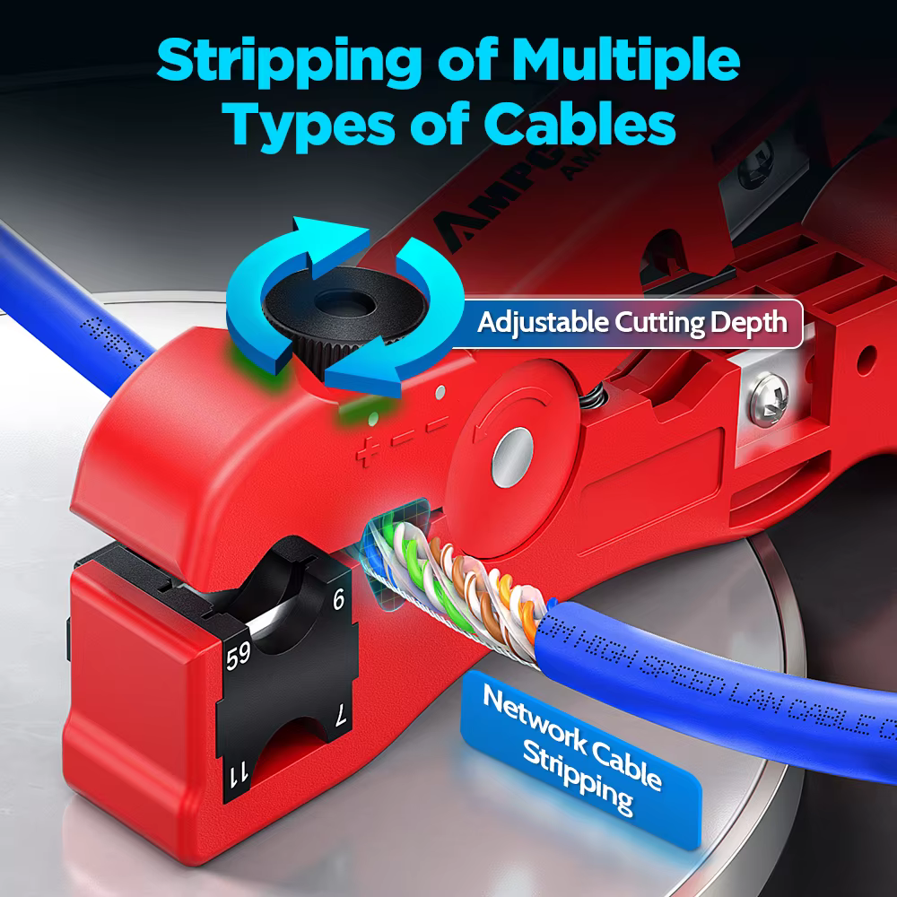 AMPCOM Pelacables Multifunción – Coaxiales, redondos y planos - imagen 4