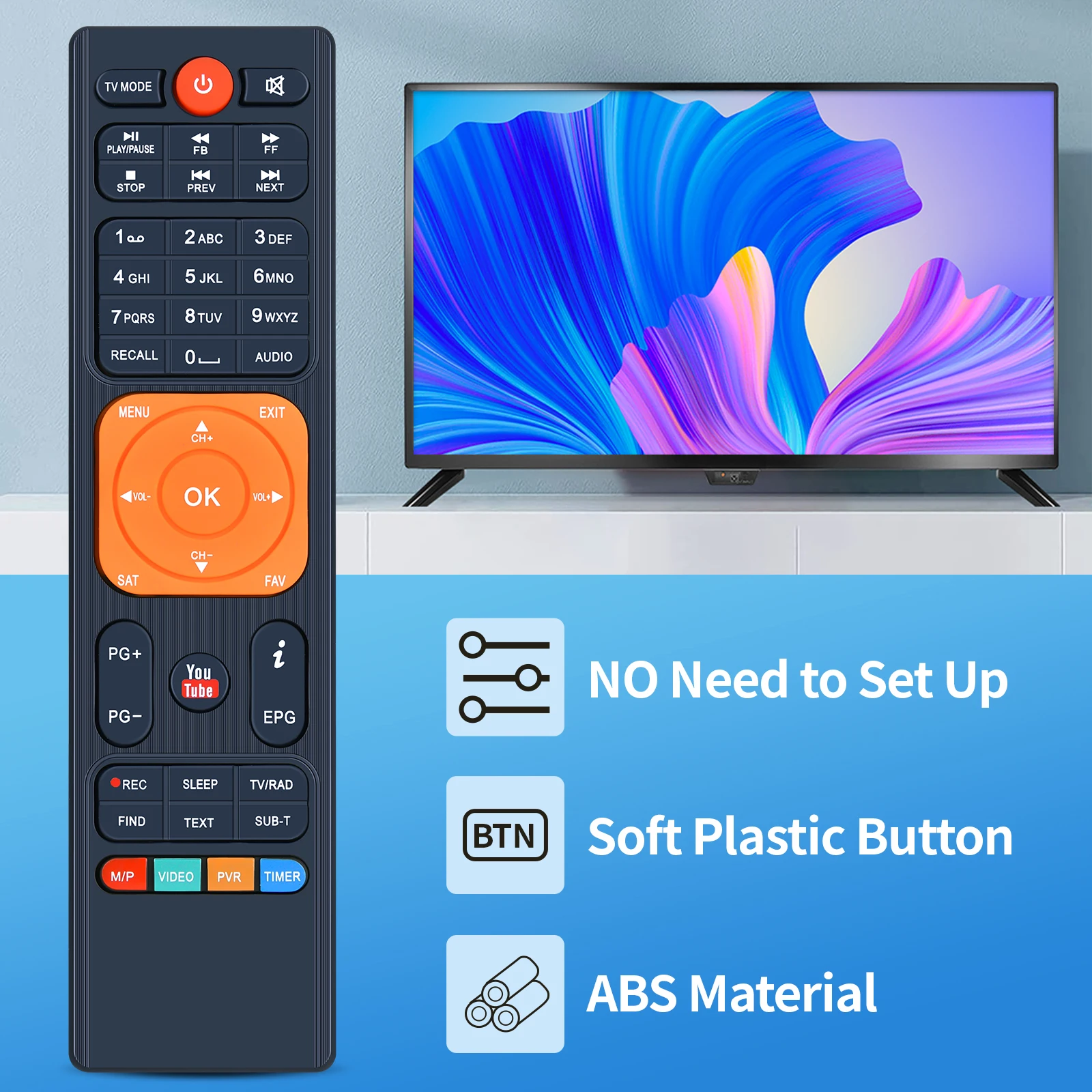 Nuevo Control remoto para GTmedia V7S S2X v7s v7 hd v7 plus v7 pro v7 V8X max v8 nova azul UHD - imagen 3