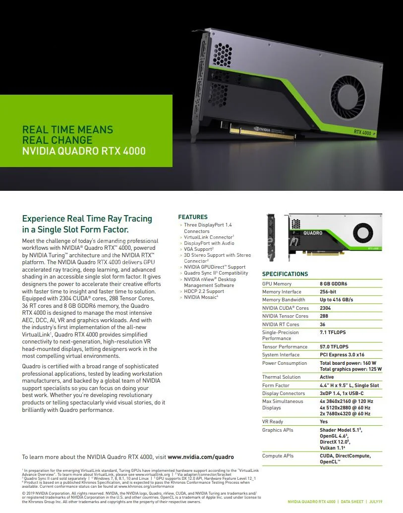 GPU para NVIDIA QUADRO RTX 4000 8 GB GDDR6 tarjetas gráficas - imagen 3