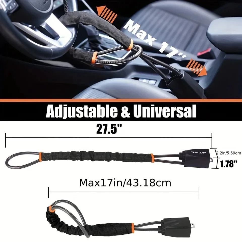 Dispositivo antirrobo Universal, bloqueo de volante de coche, cinturón de seguridad, bloqueo de hebilla, bloqueo de Cable de acero, bloqueo de cuerda de alambre de acero, seguridad del coche - imagen 5
